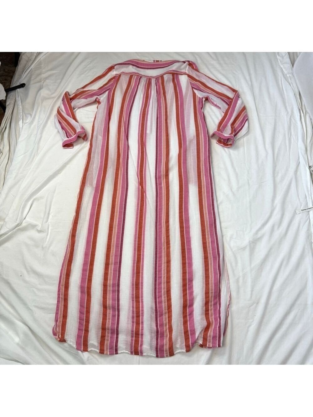 Soft Surroundings Women's XL Tall Striped Maxi Dress Cover Up Pink Orange White - Picture 12 of 12